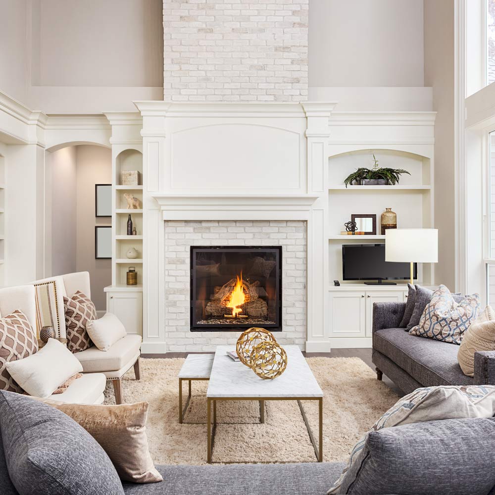 Living Room with Fireplace Decor Idea