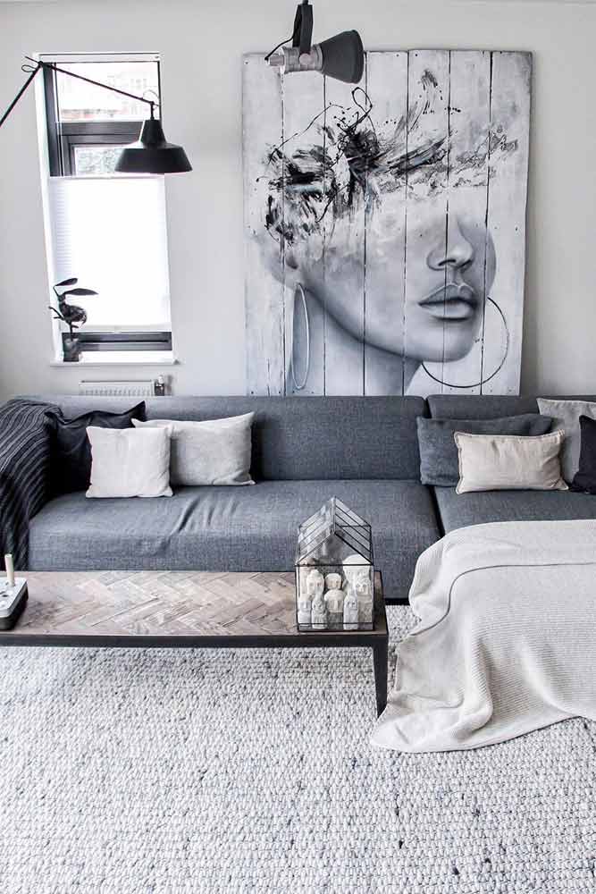 How Can I Make My Living Room Look Bigger? #graycolor #woodenpicture