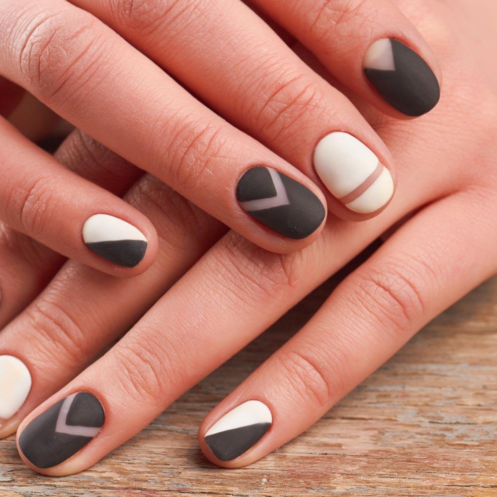 Black and White Matte Nails