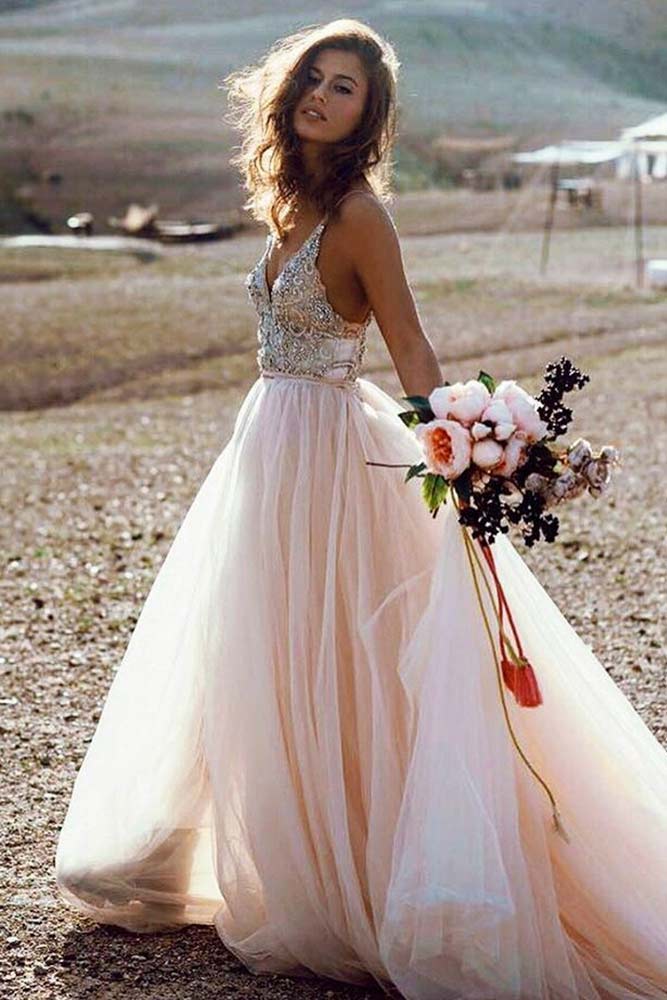 Bohemian Juicy Pink Wedding Dresses