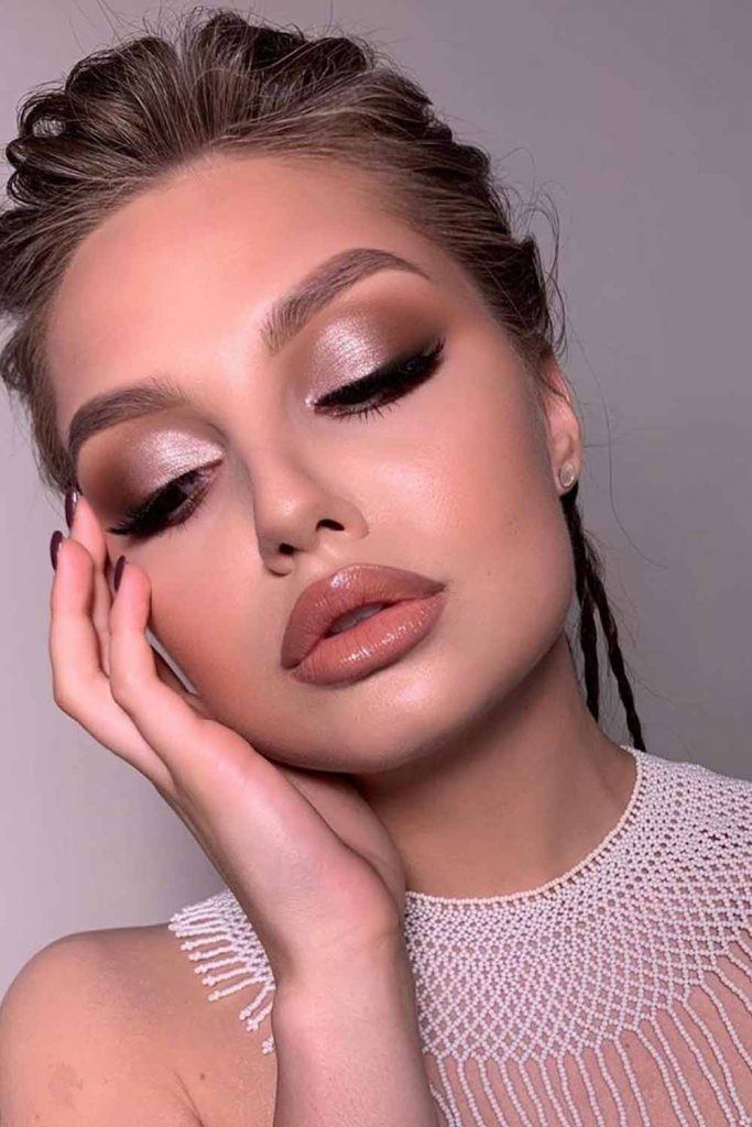 Soft Shimmer Smokey WIth Nude Lips #shimmersmokey