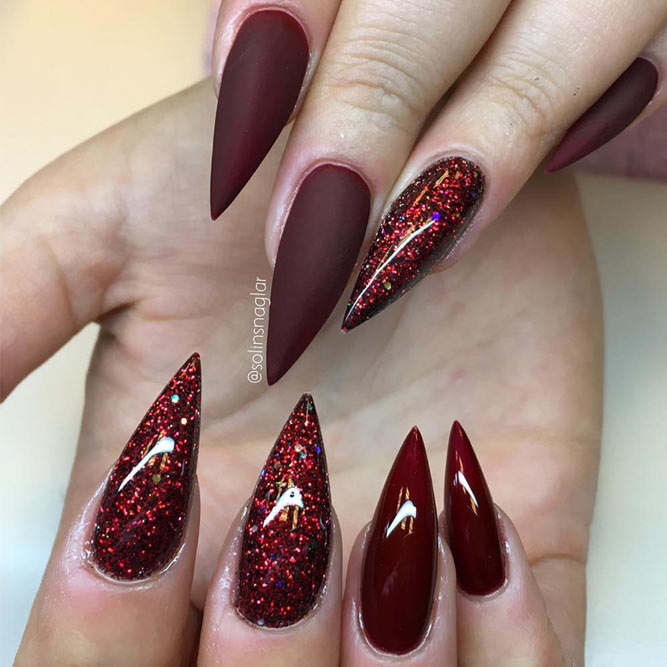 red stiletto nails designs