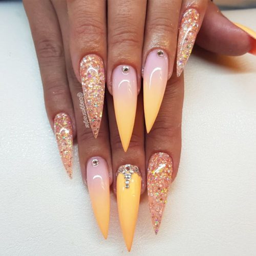 Long Stiletto Nails With An Ombre Design #ombrenails