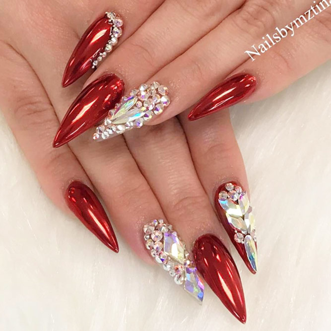 red stiletto nails designs