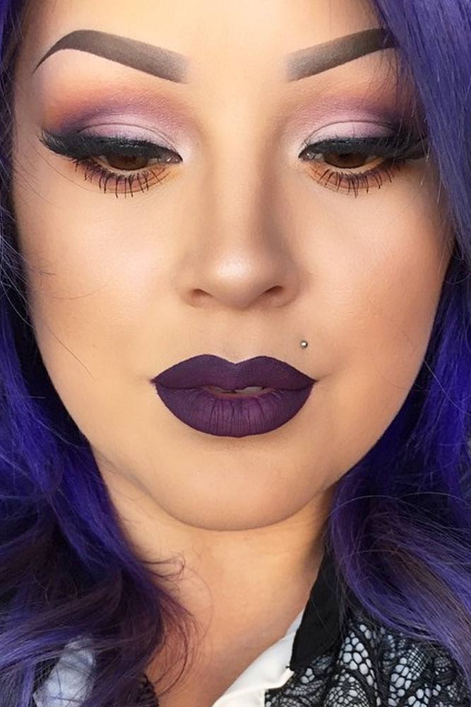 Night Makeup Ideas With Purple Lipstick
