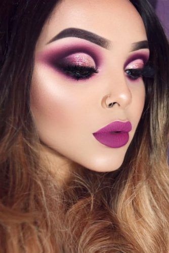 Purple Makeup Look With Cut Rease Eyes Makeup #cutcrease #mattelipstick