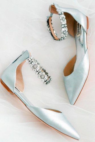 Pearly Blue Wedding Flats #rhinestonesshoes #blueflats