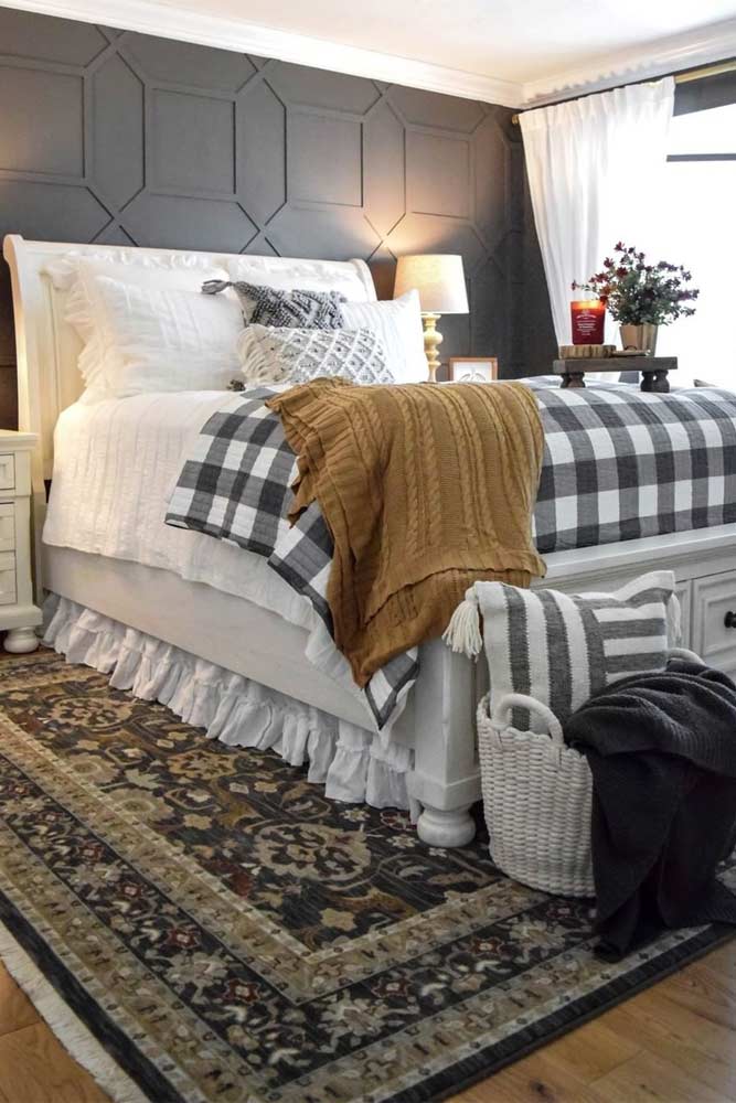 Cozy Bedroom With Ornament Accents #plaidaccent