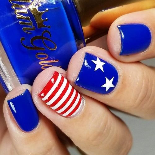 Stars And Stripes Nail Design #redwhiteblue #starsnailart