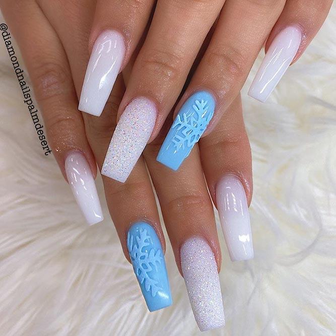 coffin sky blue light blue nail designs
