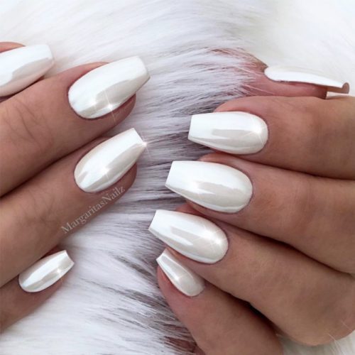 33 Fancy White Coffin Nails Designs