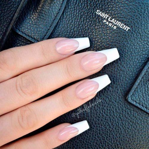 Classic French Coffin Nail Design #frenchnails #easynailart
