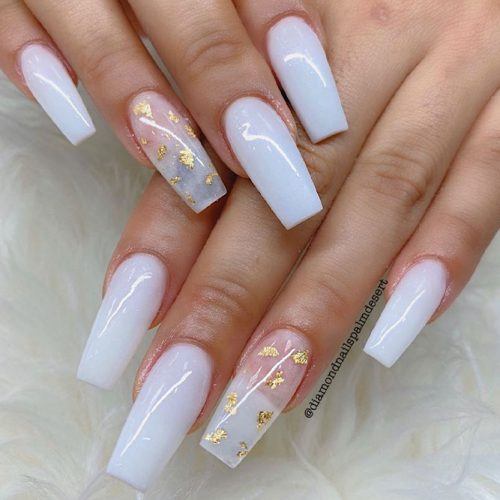 White And Gold Nail Design #goldfoilnailart #easynailart