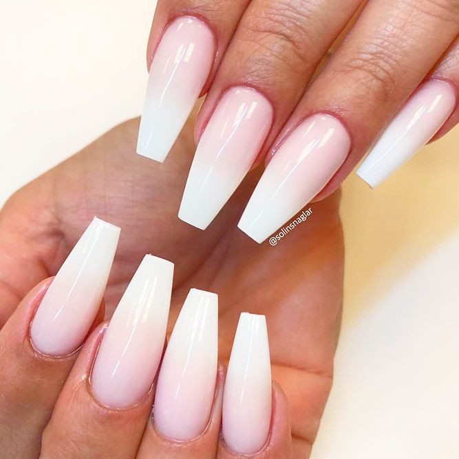 Pink and white ombre nails #beautifulacrylicnails | White 