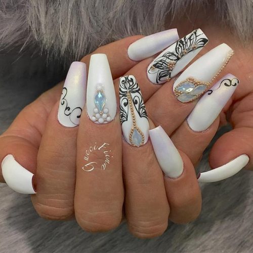 Stunning White Coffin Nail Designs picture 6