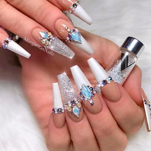 Glam Rhinestones Nail Art #rhinestonesnails #glamnails