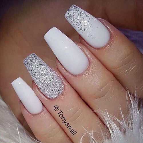 33 Fancy White Coffin Nails Designs