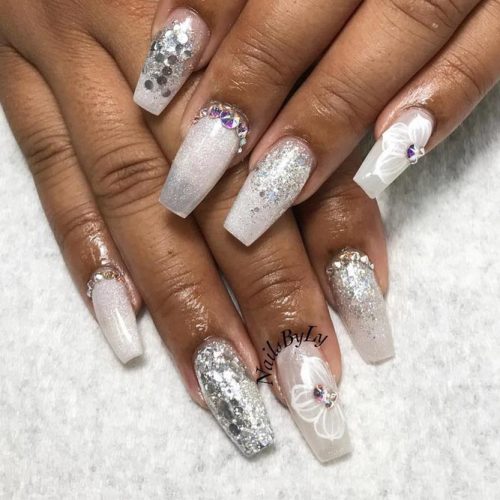 33 Fancy White Coffin Nails Designs