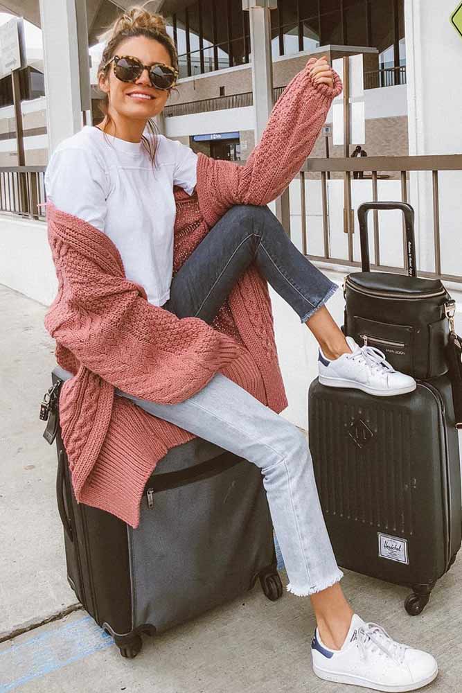 Long Cardigan With Jeans Travel Outfit #longcardigan