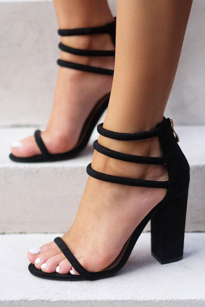 simple black strappy heels