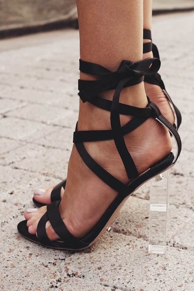simple black strappy heels