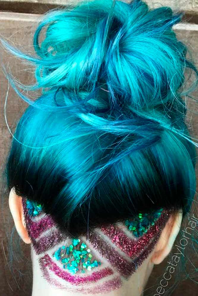 Blue Hair with Sparkle Undercut