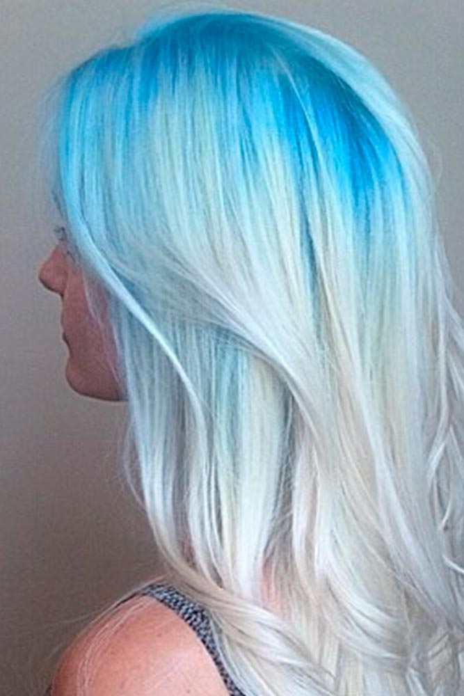 White and Blue Ombre Curls