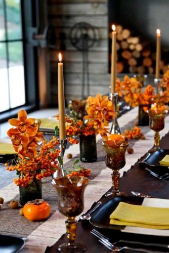 Wedding Сenterpieces With Orange Orchids #fallweddingdecor #weddingcenterpieces