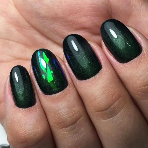 Simple Dark Green Nail Designs