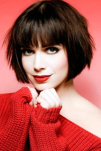 Trendy Bob Haircuts Fine Hair Brown Short Layered Blunt Bang 334x500 