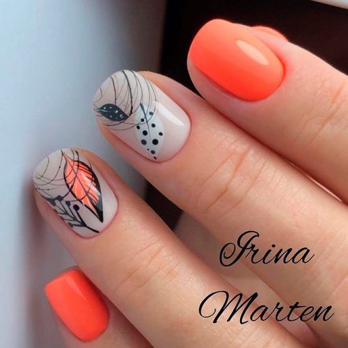 Orange Abstracted Fall Nails #orangenails #fallnails