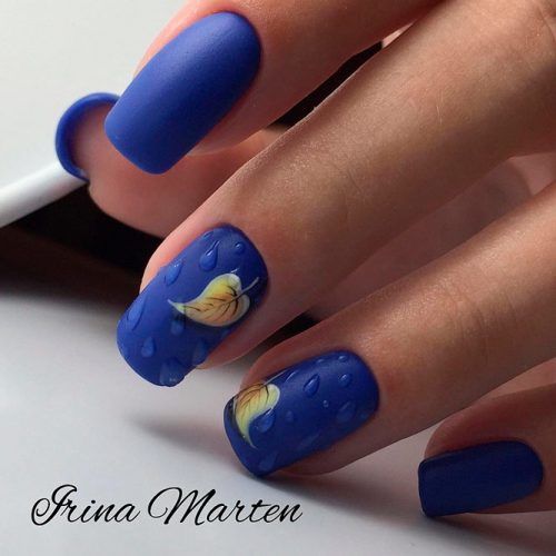 Autumn Rain Nail Art #fallnails #bluenails