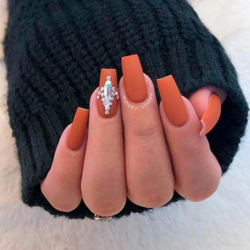 fall nails with gems