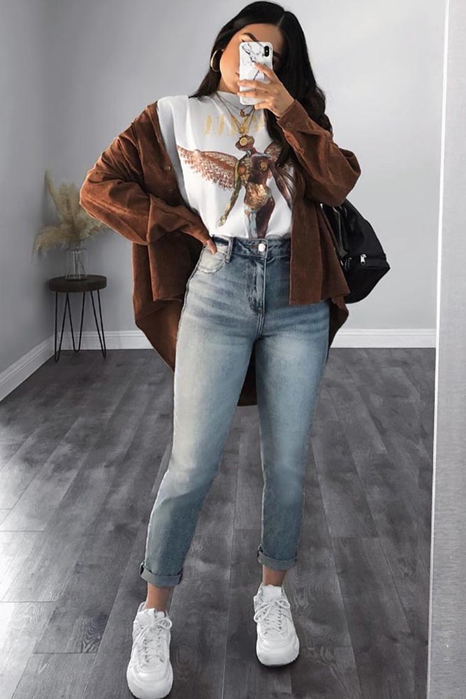 Casual Fall Outfit With Jeans And Cardigan #tshirt #cardigan