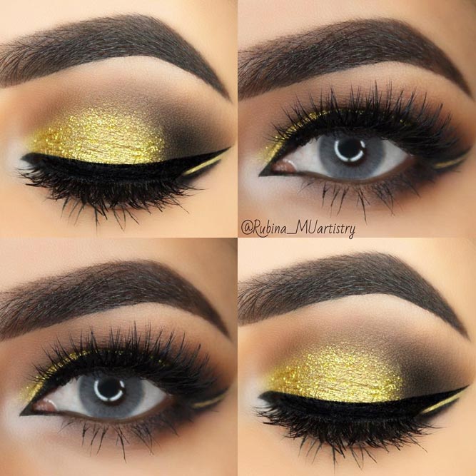 Gold Smokey Eye Makeup Idea
