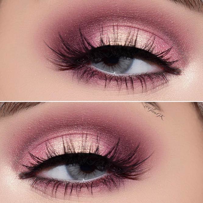 Simple Pink Eye Shadow Makeup Idea