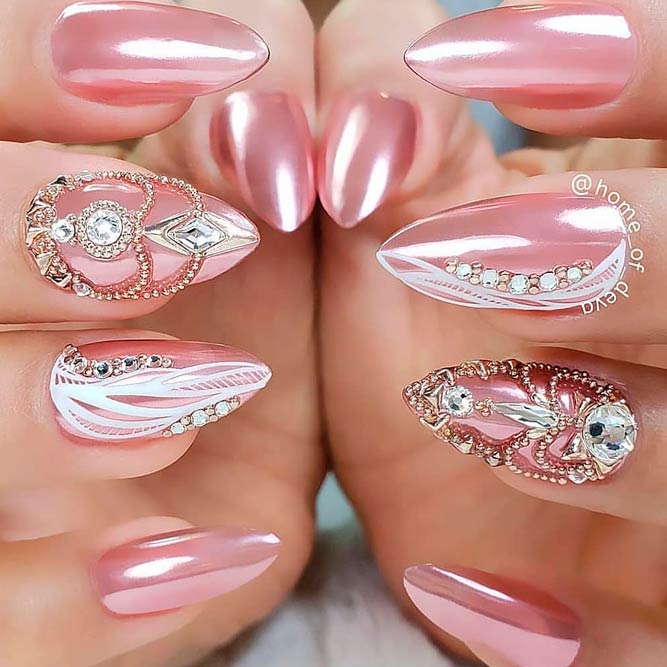 Pink Chrome Nail Art #pinknails #chromenails