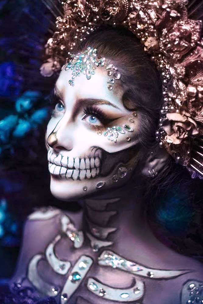 Glam Sugar Skull Makeup #crystalsmakeup