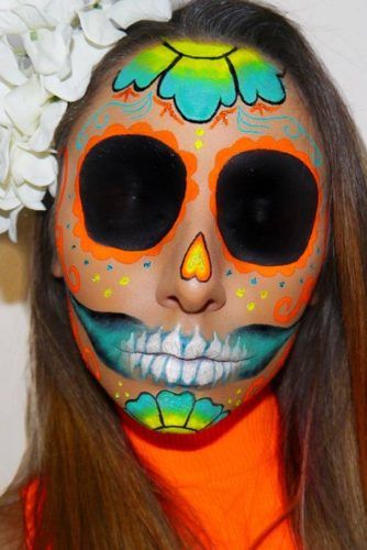 Orange Sugar Skull Makeup Idea #orangesugarskull