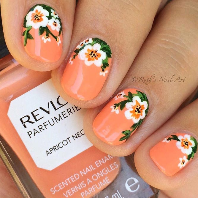 Tropical Summer Nails with a Flower Pattern picture 4