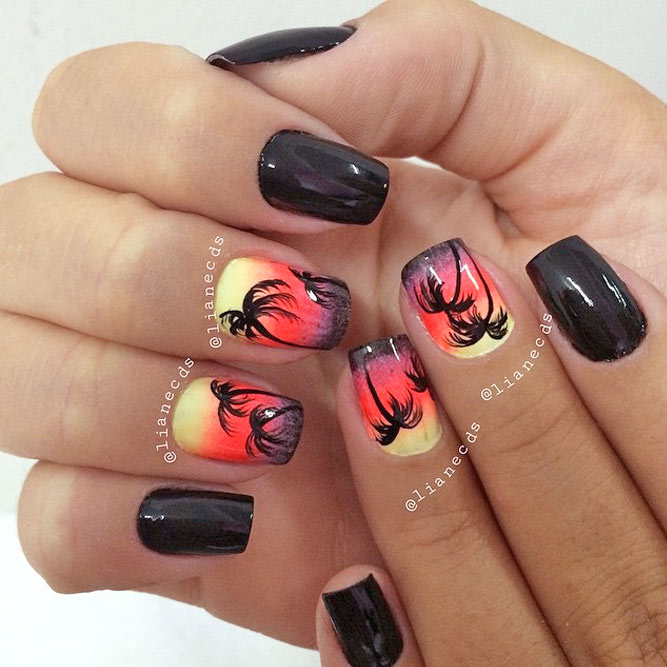 Sunset Tropical Nail Art Ideas picture 2