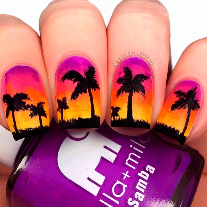 Tropic Sunset Gradient #ombrenails #shortnails