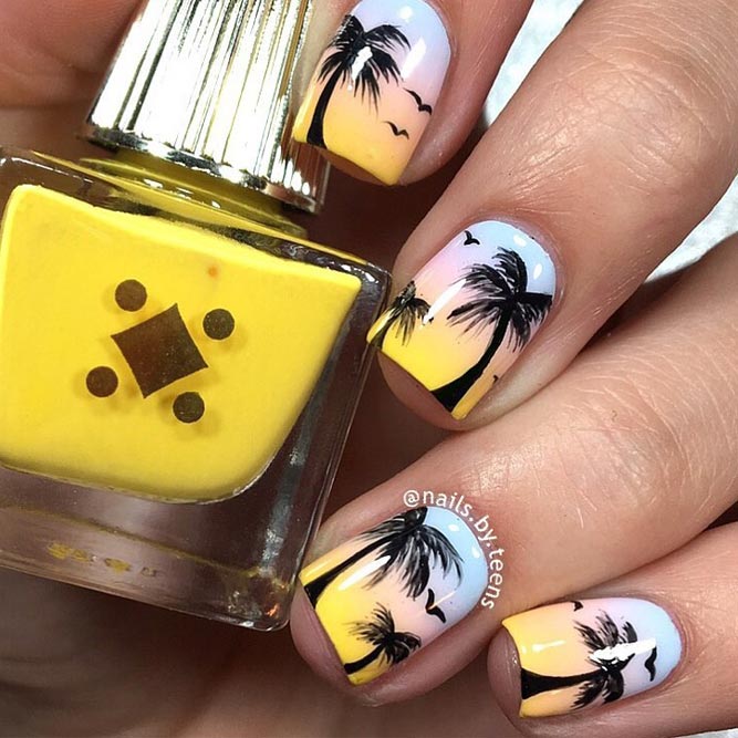 Sunset Tropical Nail Art Ideas picture 4