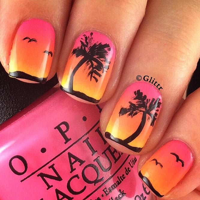 Sunset Tropical Nail Art Ideas picture 6