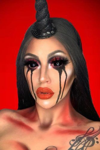 Black Scary Unicorn Makeup Idea #blackunicorn