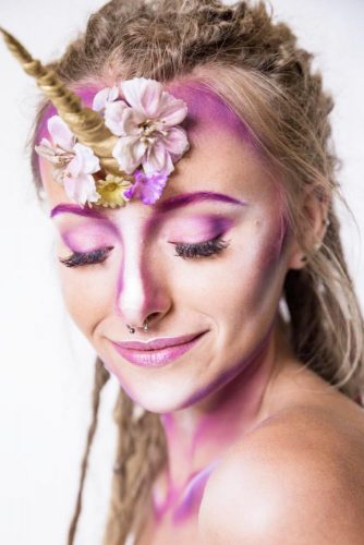 Unicorn Makeup Art In Purple Colors #purpleunicorn #makeupart