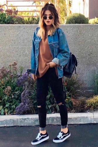 Sporty Look With Denim Jacket And Gumshoes #stylishlook #casualoutfits