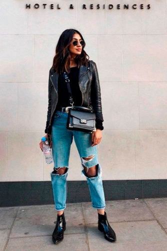 Cool Fall Outfit With Torn Jeans #stylishlook #casualoutfits