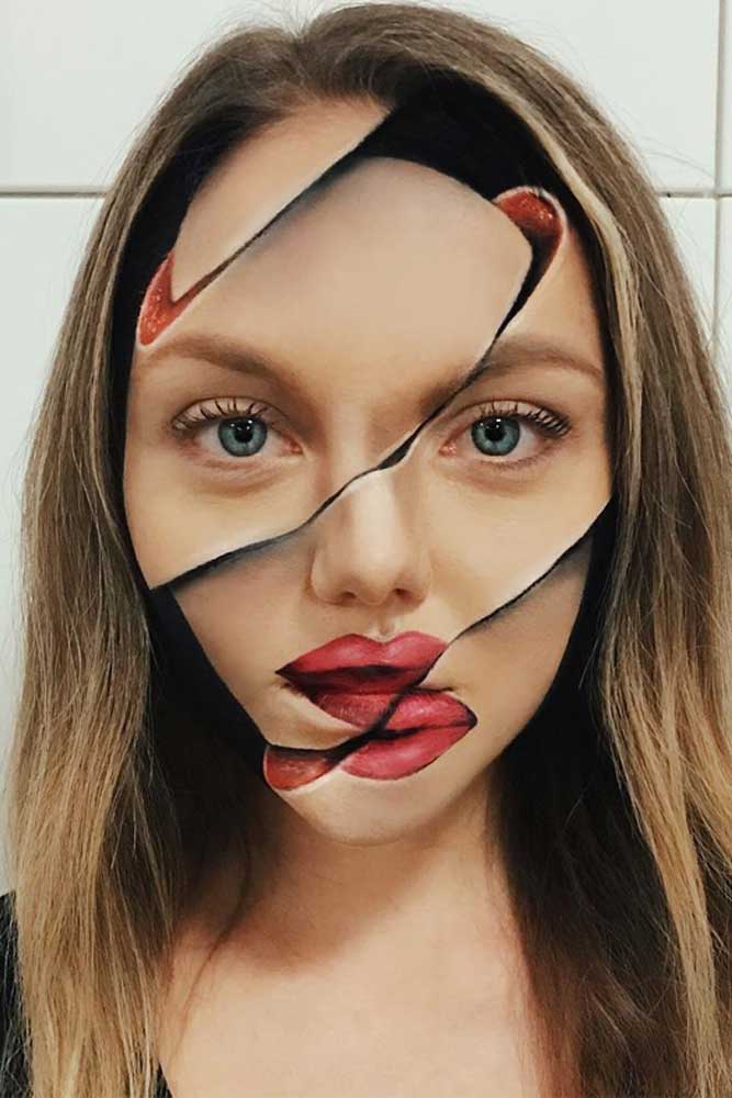 Sliced Halloween Makeup Idea