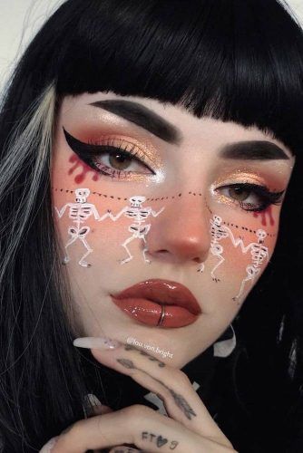 Skeleton Face Art Idea #bloodyeyes #skeleton